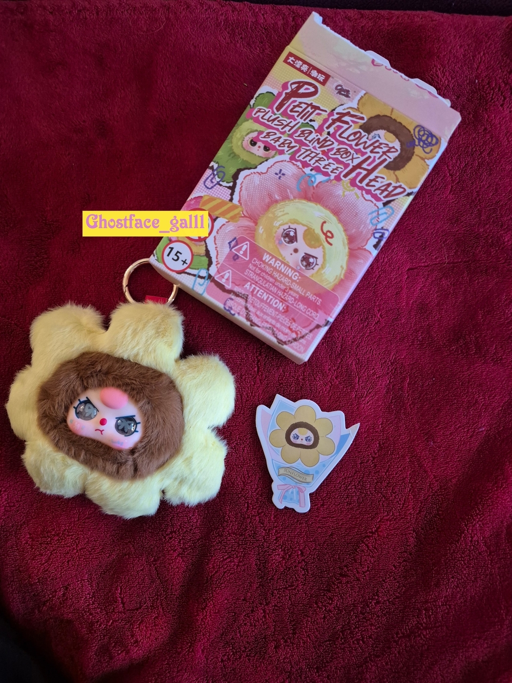 Baby Three Flower Plush Keychain - Yellow Flower Face